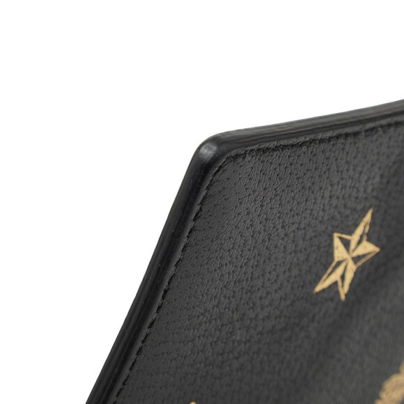 Gucci Beastar Clutch Bag/Second Bag 495066 Black/Gold Leather Women's GUCCI - Picture 5 of 10